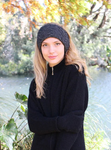 Hair Accessories: Lothlorian Cable Neck Gaiter/Headband - Charcoal