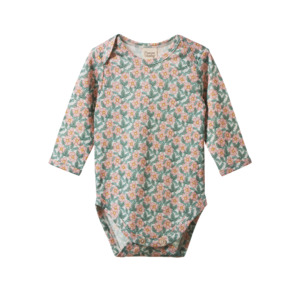 Nature Baby Merino Long Sleeve Bodysuit - Garland Print