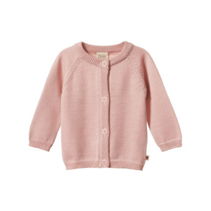 Baby Wear: Nature Baby Merino Knit Cardigan - Rose Dust