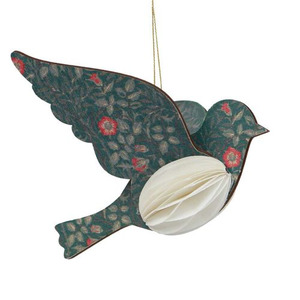 Christmas: French Country Vintage Pattern Hanging Bird - Green