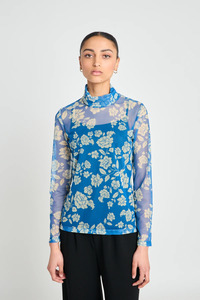 Twenty-Seven Names Rosa Turtleneck Top - Blue Stencil