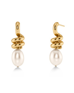 Edblad Swivel Earrings Pearl L - Gold