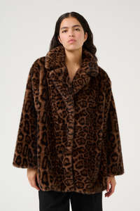 Coats And Jackets: Karen By Simonsen Tira Fur Jacket - Brown Leopard