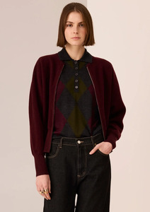 POL Wyatt Boiled Wool Bomber - Merlot