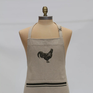 Glassware: Le Forge French Grainsack Apron Natural & Olive - Rooster