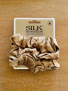 Silk Sensation Silk Scrunchie - Large Taupe