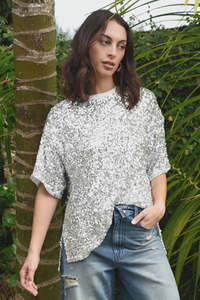 Tops: Cooper Shine Queens Top - Silver