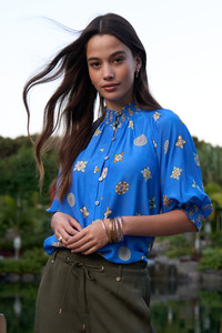Tops: Loobie's Story Dambulla Shirt - Azure Multi