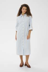 Dresses: Saint Tropez Zalinda Shirt Dress - Skyway Ice Stripe
