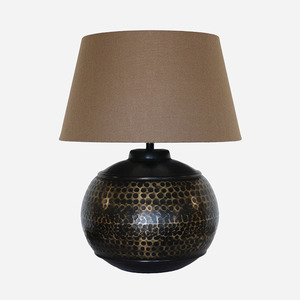 CC Interiors Egyptian Style Bronze/Brass Finish Beaten Round Lamp Base