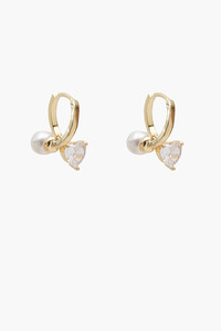 Antler Heart & Pearl Huggie Earring