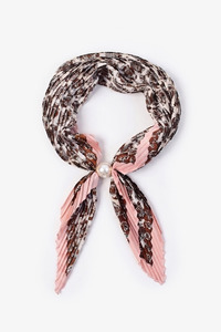 Antler Pleated Pearl Fasten Neck Tie - Cameo