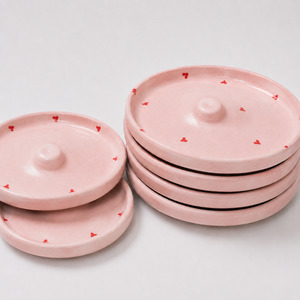 Ceramic Cocktail Rim Sugar & Salt Dish - Pinky Hearts