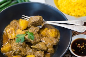 Indonesian style Beef Rendang with Turmeric Rice - Focus on Food