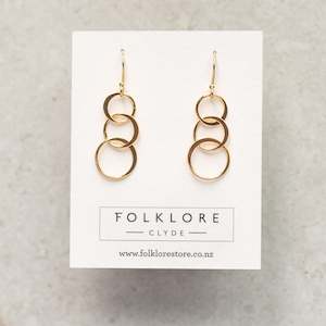 Sterling Silver Gold: Sterling Silver Earring | Triple Circle Drop | 14k Vermeil Gold
