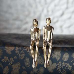 Bronze Sculptures Ornaments: Bronze Sitting Couple (pair) - Gold