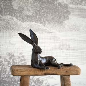 Bronze Sculptures Ornaments: Bronze Hare Sculpture | Relaxing | Antique | Large
