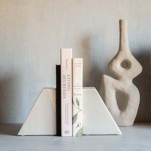 Marble Marble Onyx: Marble Bookends | Pair | White