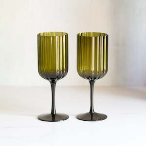 Glassware: Lucille Wine Glass  | Set/2 | Olive