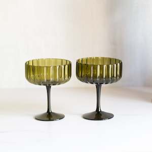 Glassware: Lucille Coupe Glass | Set/2 | Olive