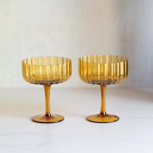Glassware: Lucille Coupe Glass | Set/2 | Amber