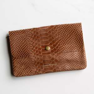 Maison Fanli | Leather Clutch / Crossbody | Camel Snake