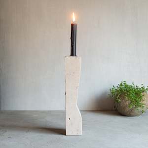 Natural Travertine Pilos Candlestand | Tall