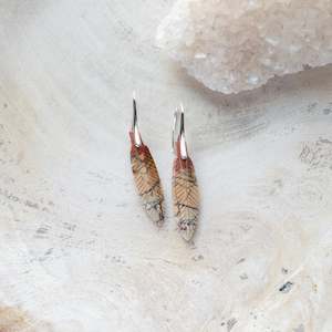 Natural Stone Earrings | Picasso Jasper Feathers [Design A]