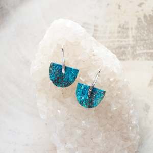 Natural Stone Earrings | Chrysocolla Shield D