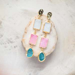 Raw Crystal Stone Earrings | Spring Druzy