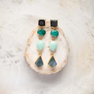 Raw Crystal Stone Earrings | Shades of Green