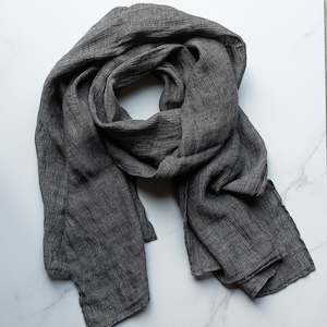 Scarves: Mesh Linen Scarf | Black + White