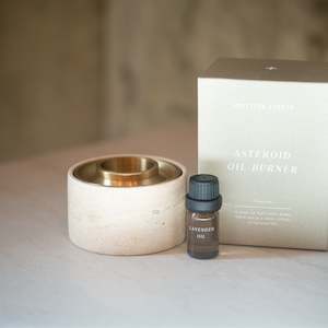 Addition Studio Asteroid Oil Burner Brass + Travertine Stone