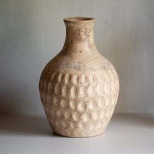 Rustic Terracotta Vase | Oval Dotted