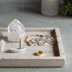 Marble Marble Onyx: Natural Travertine Stone Tray | Rectangle
