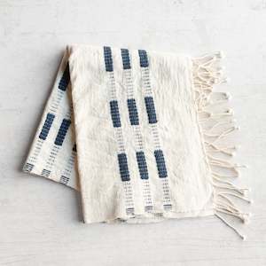 Gifts Under 100: Handwoven Hand Towel | Cotton | Natural + Navy