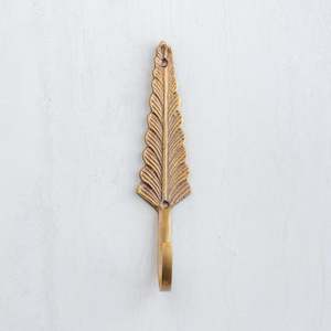 Brass Coat Hook | Leaf | Antique