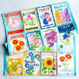 Seed Packets Cotton Tea Towel