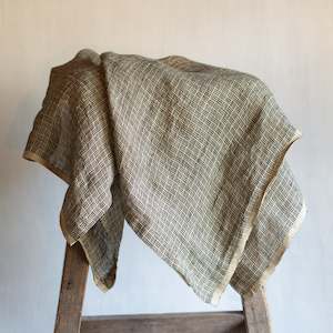 Tea Towel | Stripe/Check | Seagrass + Black