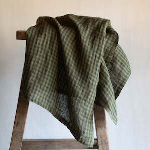 Tea Towels: Tea Towel | Check | Sage