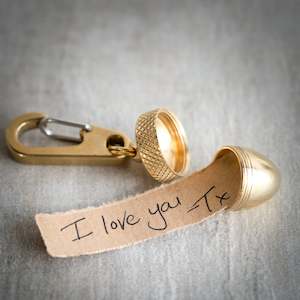 Brass Acorn Locket Key Ring