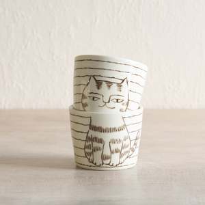 Japanese Ceramics | Cat Stacking Cup Set | White