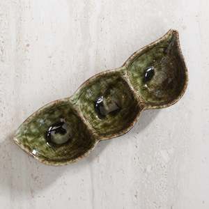 Japanese Ceramics | Triple Pod Dish | Sabi Green