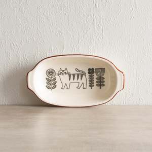 Japanese Ceramics | Oval Cat Oven Dish