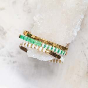 Jewellery: Glass Tila Bead Bracelet | Set/3 | Midori + Kin