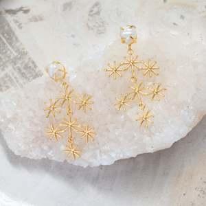 Raw Crystal Stone Earrings | Pearl Starburst
