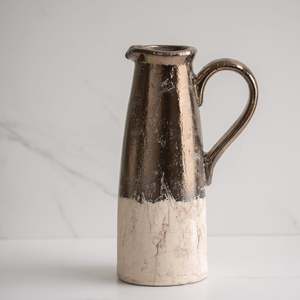 Sina Ceramic Jug | Natural + Bronze | Large