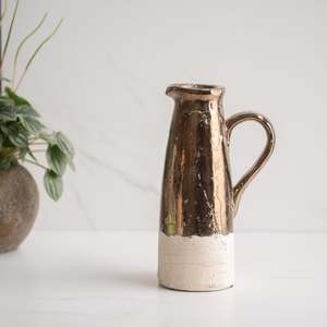 Sina Ceramic Jug | Natural + Bronze | Medium
