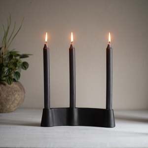Candle Holder Triple | Channel | Black