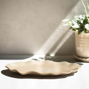 Fluide Oval Plate | Grey/Beige